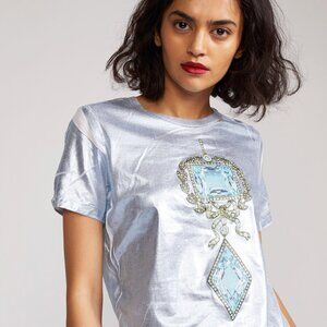 Cynthia Rowley Metallic Jewel T-Shirt Size S